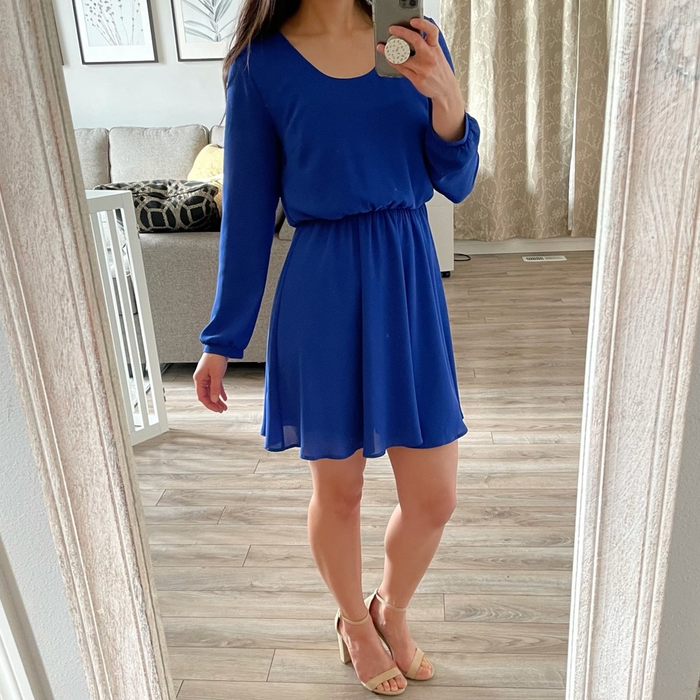 LUSH Long Sleeve Blue Dress